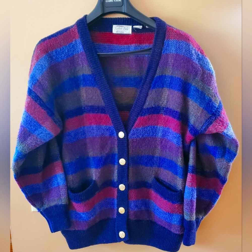 Vintage Cardigan Mohair Acrylic Blend Buddy Holly Nerd Librarian Size M